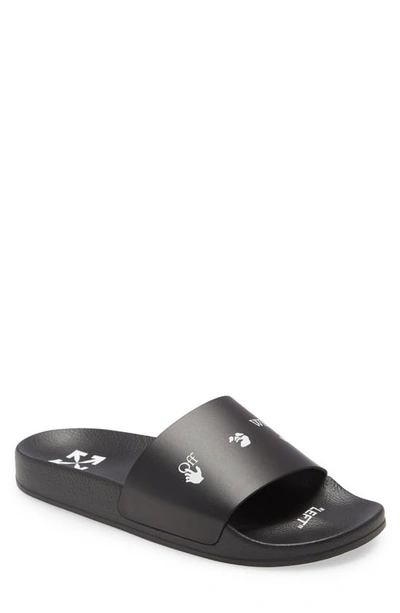 Shop Off-white Logo Slide Sandal In Black / White