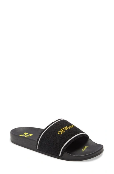 Shop Off-white Terry Slide Sandal In Black / Yellow