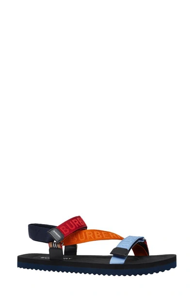 Shop Burberry Patterson Sport Sandal In Bright Red/ Orange