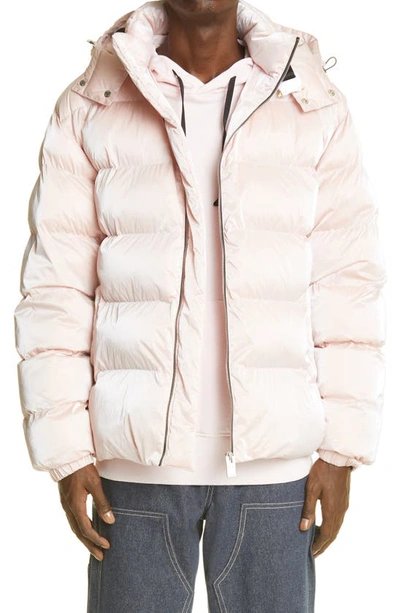 Shop Alyx Nightrider Roller Coaster Buckle Puffer Coat In Ghost Pink