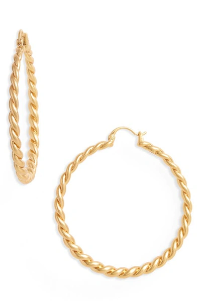 Tory Burch Torsade Twisted Hoop Earrings In Rolled Brass | ModeSens