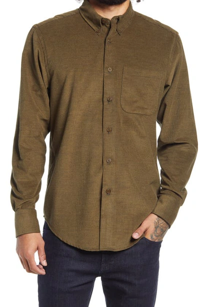 Shop Naked And Famous Easy Corduroy Button Down Shirt In Khaki