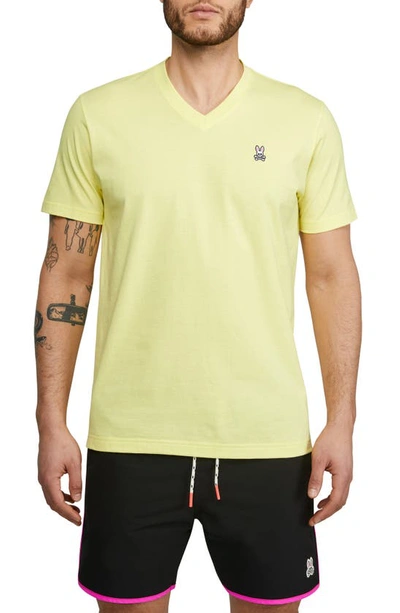 Shop Psycho Bunny Classic V-neck Shirt In Lemon Tonic
