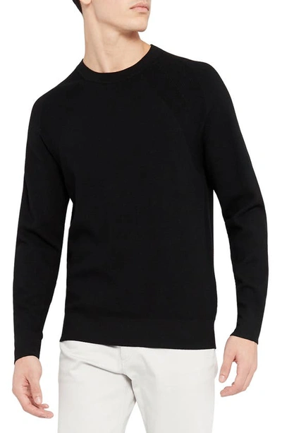 Shop Theory Latham Raglan Crewneck Sweater In Black