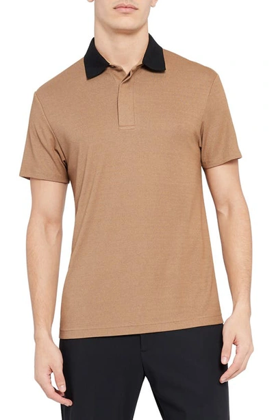 Shop Theory Kayser Regular Fit Short Sleeve Polo In Sepia Mlti