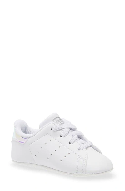 Shop Adidas Originals Stan Smith Crib Sneaker In White/silver