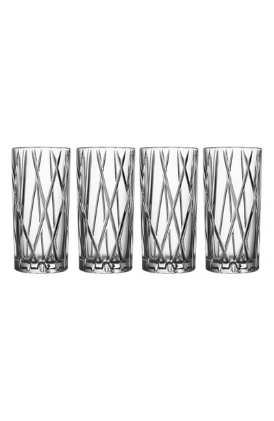 Shop Orrefors City Set Of 4 Crystal Highball Glasses In Clear