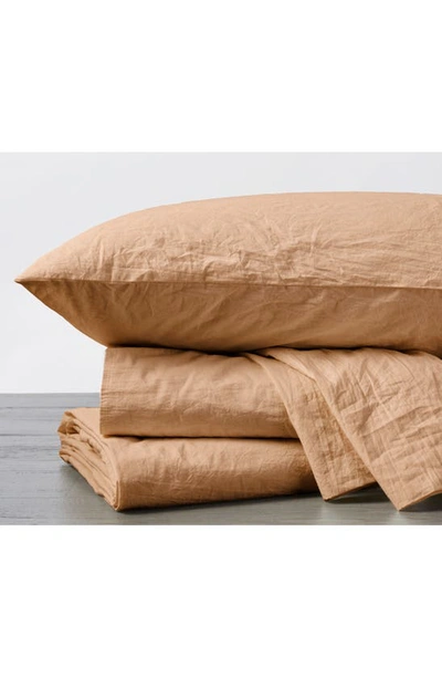 Shop Coyuchi Set Of 2 Organic Crinkled Percale Pillowcases In Ginger