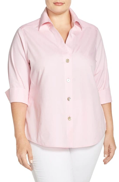 Shop Foxcroft Paityn Non-iron Cotton Shirt In Chambray Pink
