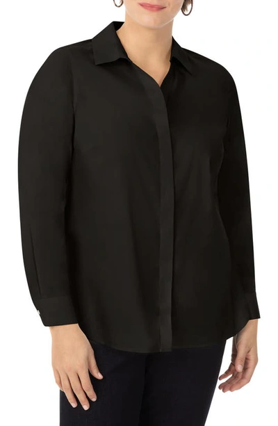 Shop Foxcroft Kylie Non-iron Button-up Shirt In Black
