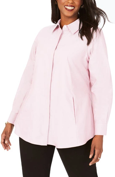 Shop Foxcroft Cicil Non-iron Button-up Tunic In Chambray Pink