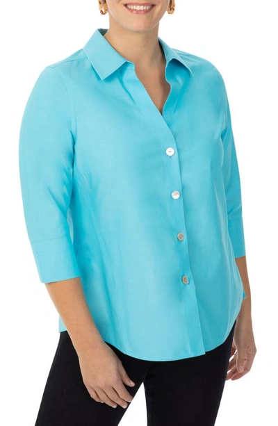 Shop Foxcroft Paityn Non-iron Cotton Shirt In Tropic Blue