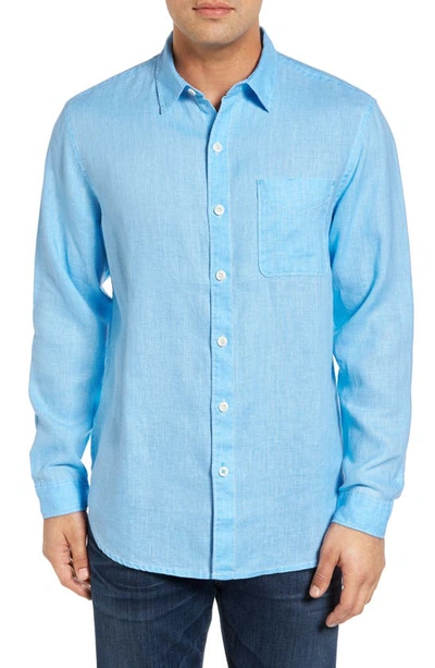Shop Tommy Bahama Sea Glass Breezer Classic Fit Button-up Linen Shirt In Blue Yonder