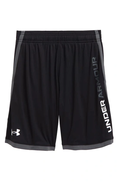 Shop Under Armour Kids' Ua Stunt 3.0 Performance Athletic Shorts In Black / Pitch Gray / White
