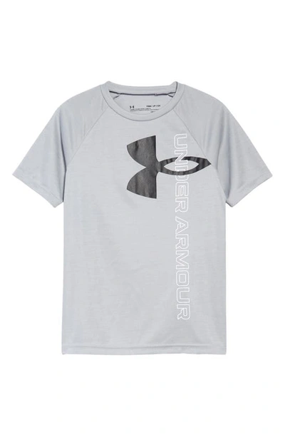 Shop Under Armour Kids' Tech Split Logo Graphic Tee In Mod Gray / / Black