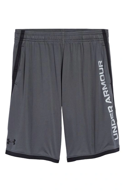 Shop Under Armour Kids' Ua Stunt 3.0 Performance Athletic Shorts In Pitch Gray / Black / Black
