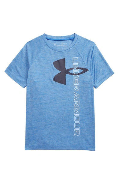 Shop Under Armour Kids' Tech Split Logo Graphic Tee In Blue Circuit / / Academy