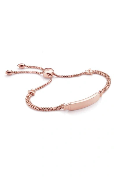 Shop Monica Vinader Engravable Baja Deco Id Bracelet In Rose Gold