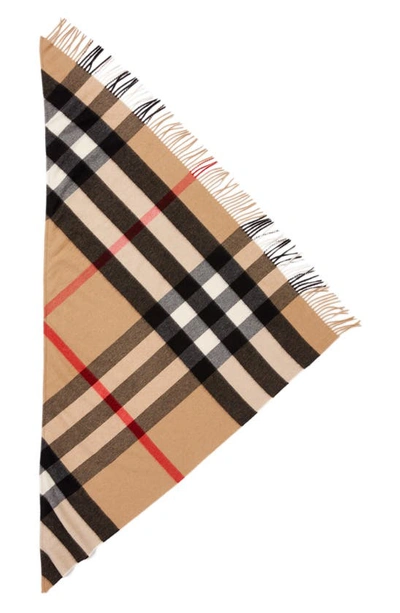 Shop Burberry Mega Check Cashmere Scarf In Camel