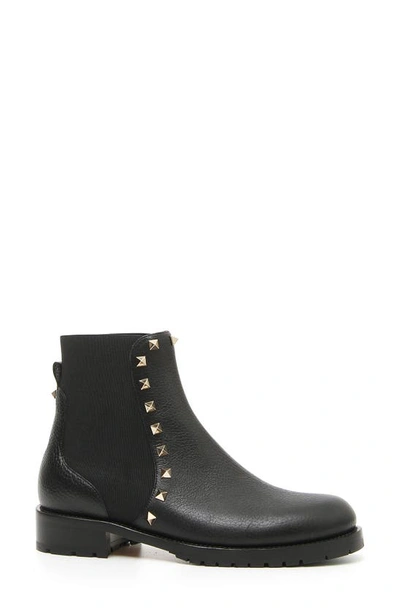 Shop Valentino Rockstud Chelsea Boot In Black Pebbled Leather