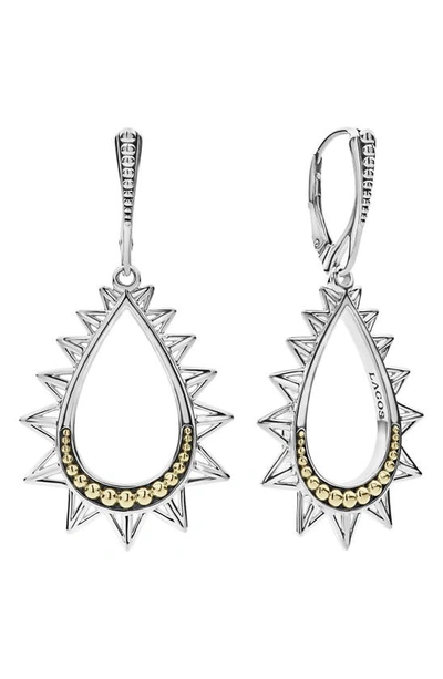 Shop Lagos Ksl Spiked Pear Drop Earrings In Silver