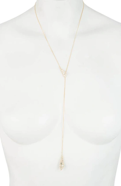 Shop Alexis Bittar Essentials Crystal Encrusted Origami Y-necklace In Gold