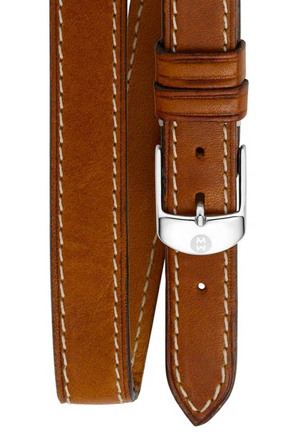 Shop Michele 18mm Leather Double Wrap Watch Strap In Light Brown