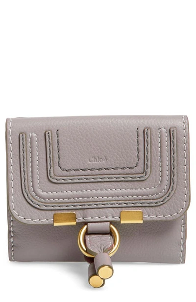 Shop Chloé Marcie Leather French Wallet In Cashmere Grey