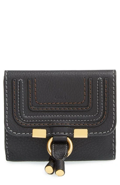 Shop Chloé Marcie Leather French Wallet In Black