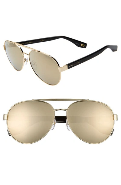 Shop Marc Jacobs 60mm Aviator Sunglasses In Black/ Gold