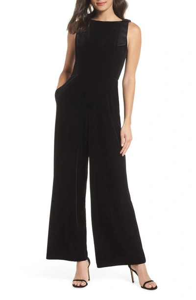 Shop Julia Jordan Sleeveless Velvet Jumpsuit In Black