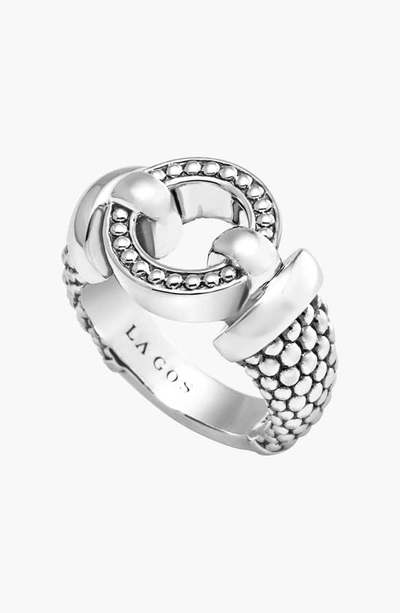 Shop Lagos Enso Caviar Ring In Silver