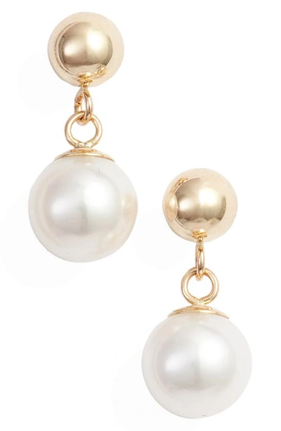 Shop Poppy Finch Pearl Drop Earrings In Yellow Gold/ Pearl