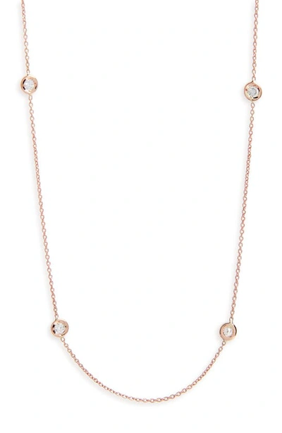 Shop Roberto Coin 5-station Diamond Necklace In Rose Gold