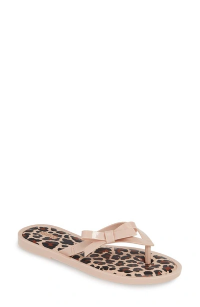 Shop Melissa Animal Print Flip Flop In Sand Rubber