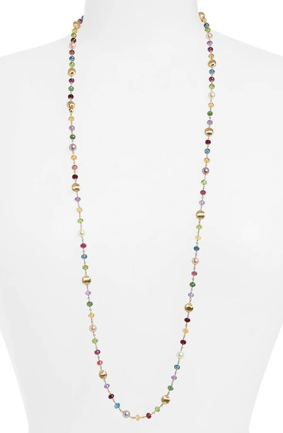 Shop Marco Bicego Africa Semiprecious Stone & Pearl Long Necklace In Yellow Gold/ Multi