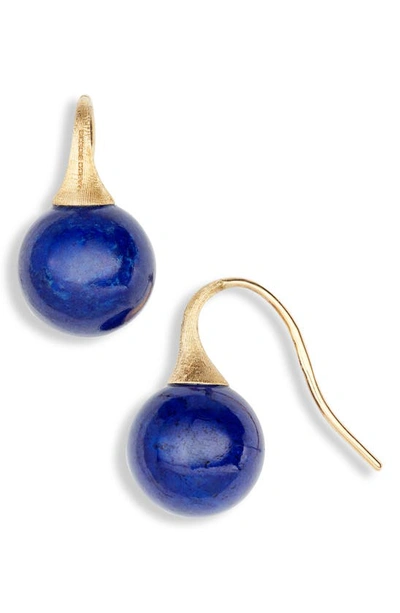 Shop Marco Bicego Africa Turquoise Drop Earrings In Lapis/ Yellow Gold