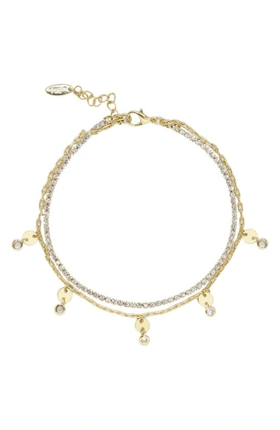 Shop Ettika Crystal Layered Chain Anklet In Gold