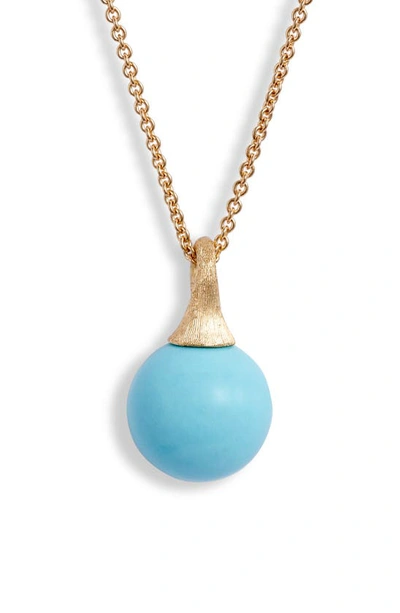 Shop Marco Bicego Africa Boule 18k Yellow Gold Semiprecious Pendant Necklace In Turquoise/ Yellow Gold