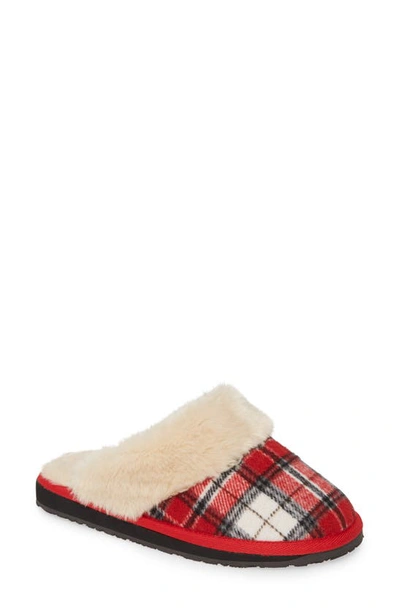 Shop Minnetonka Scuff Slipper In Red Plaid