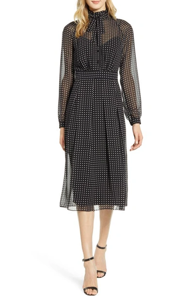 Shop Anne Klein Bolshoi Dot Long Sleeve Shirtdress In Anne Black/ Anne White