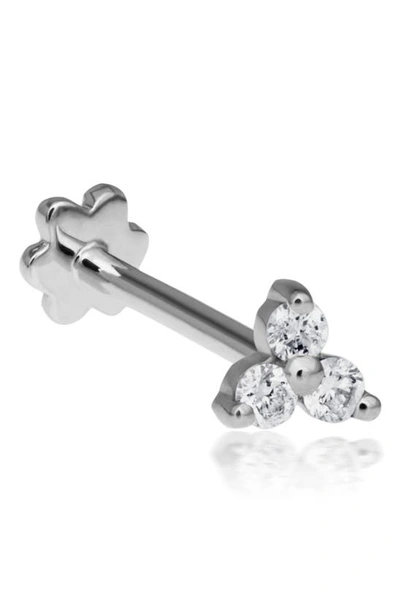 Shop Maria Tash Diamond Trinity Threaded Stud Earring In White Gold