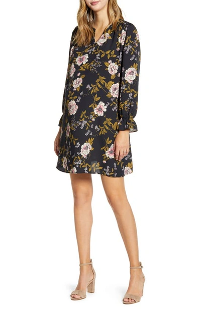 Maternal America Long Sleeve Maternity Tunic Dress In English Rose