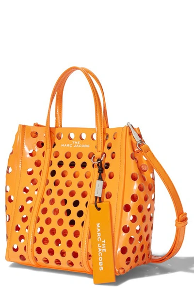 Shop The Marc Jacobs The Tag 21 Perforated Leather Tote In Orange