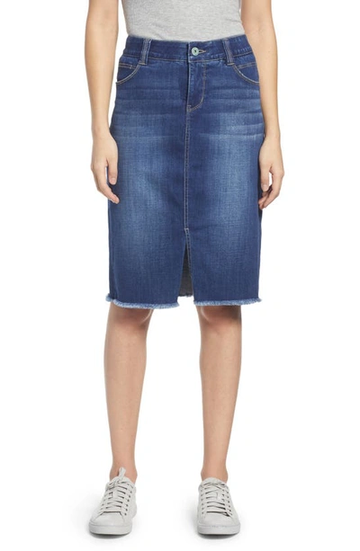 Shop Jag Jeans Betty Fray Hem Denim Pencil Skirt In Thorne Blue