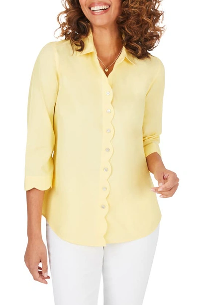 Shop Foxcroft Lily Scallop Detail Non-iron Shirt In Sunbeam