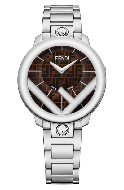 Shop Fendi Run Away Bracelet Watch, 36mm In Silver/ Brown/ Silver