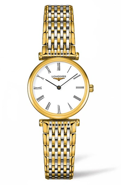 Shop Longines La Grande Classique De  Bracelet Watch, 24mm In Gold/ White/ Gold