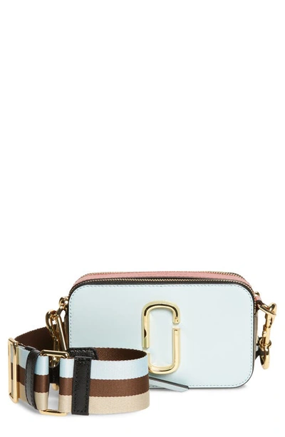 Shop The Marc Jacobs The Snapshot Leather Crossbody Bag In Lake Blue Multi