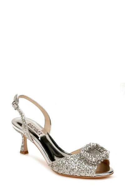 Shop Badgley Mischka Gaela Sandal In Silver Glitter